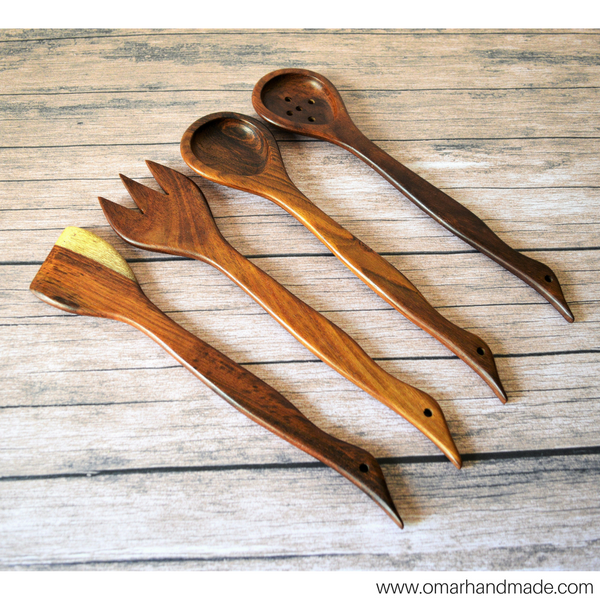 Decorative Hand carved  Kitchen spoons set