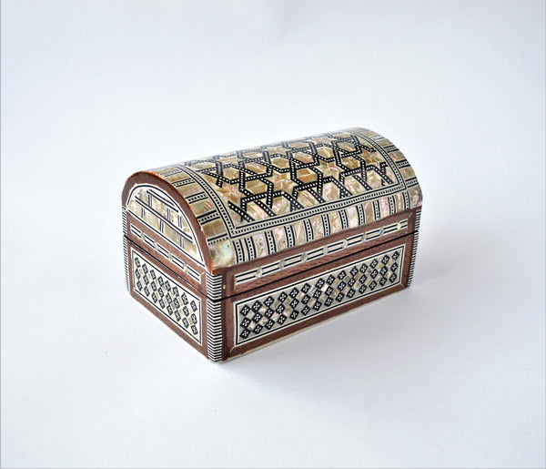 Inlaid mother of pearl jewelry wooden box