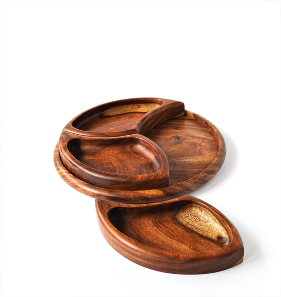 Nuts platter set with three bowls
