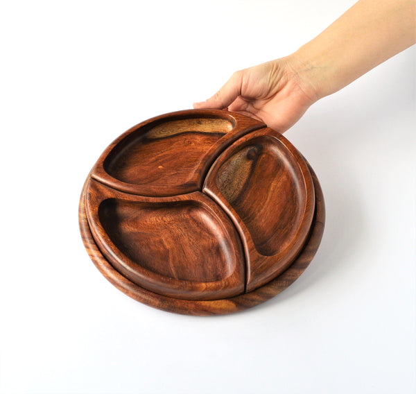 Nuts platter set with three bowls