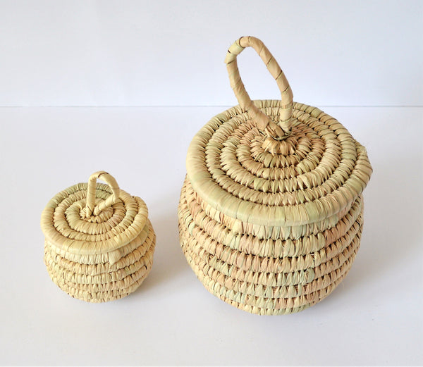 Palm leaves box, Vintage jewelry basket, Toiletry