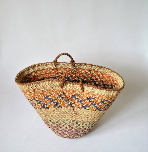 Vintage woven basket, decor basket, Orange
