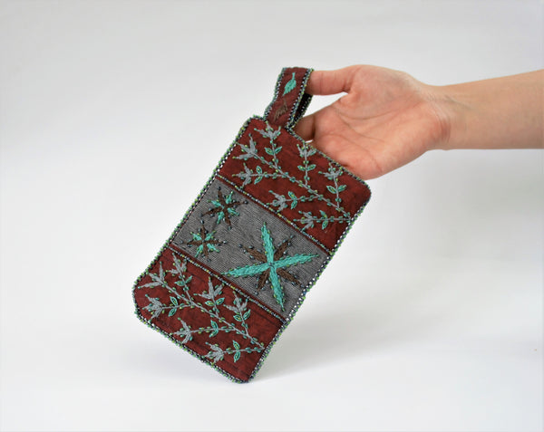 Leaves embroidery woman purse, Egyptian handmade embroidered wallet