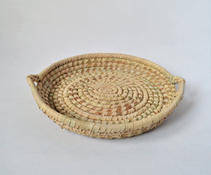 Round straw wicker tray, Egyptian palm leaves tray for fruit and bread