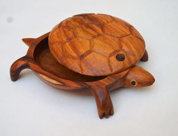 Hand carved jewelry box, Turtle shape