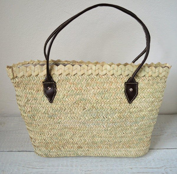 French basket with leather handles