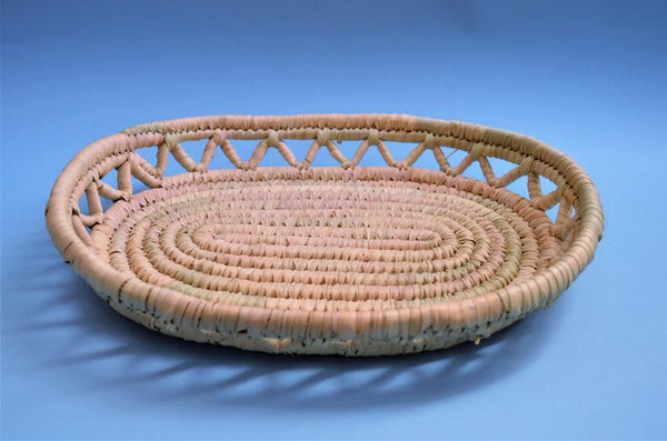 Hand woven bread basket, Boho platter, Egyptian palm baskets