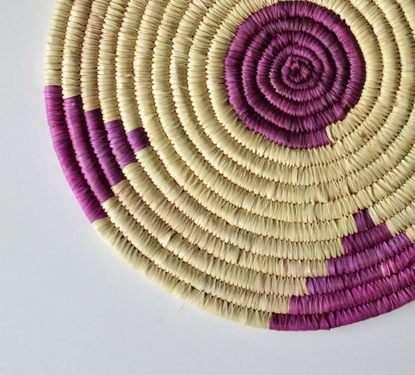 Woven Wall basket, Purple Decor plate, Wicker African basket, Handwoven plates, Egyptian baskets, Nubian colorful baskets, Bohemian decor